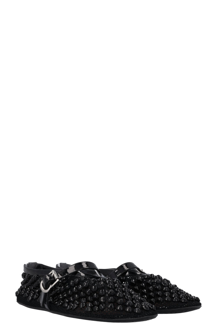 ALAÏA La Ballerine Flats Beads Mesh Black