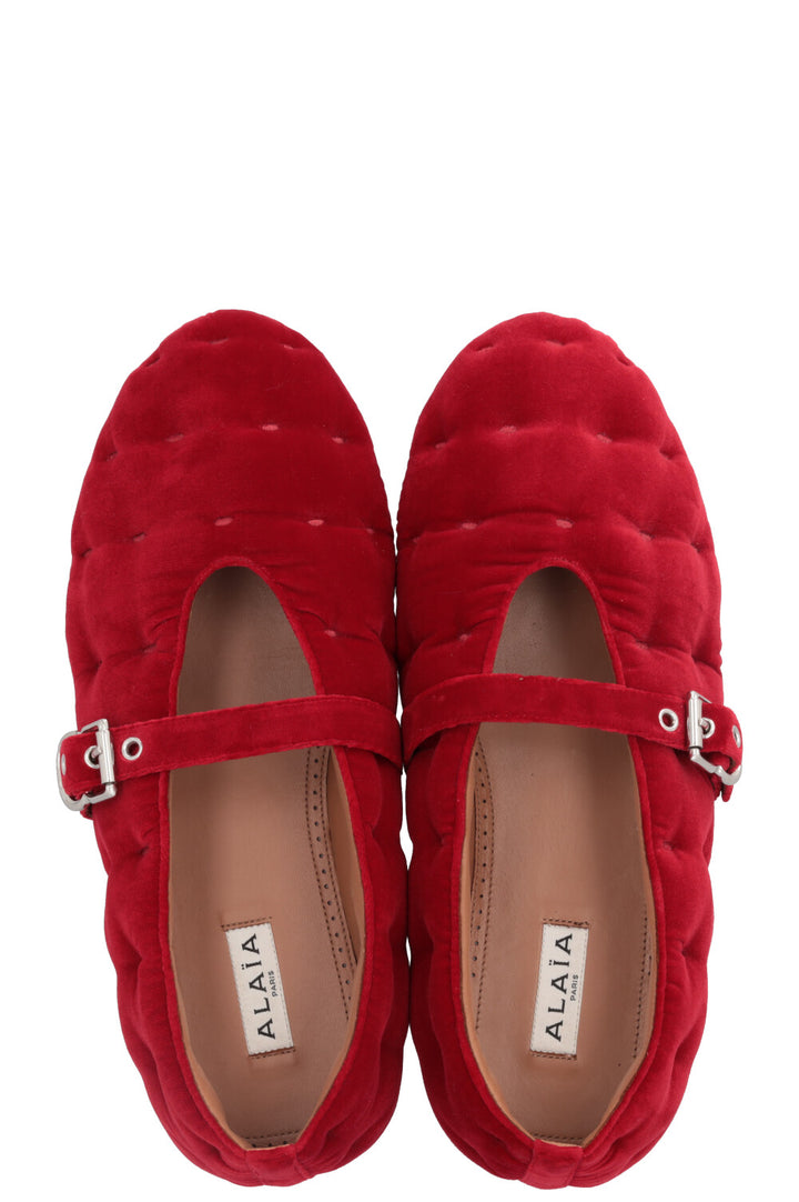 ALAÏA La Ballerine Flats Velvet Red