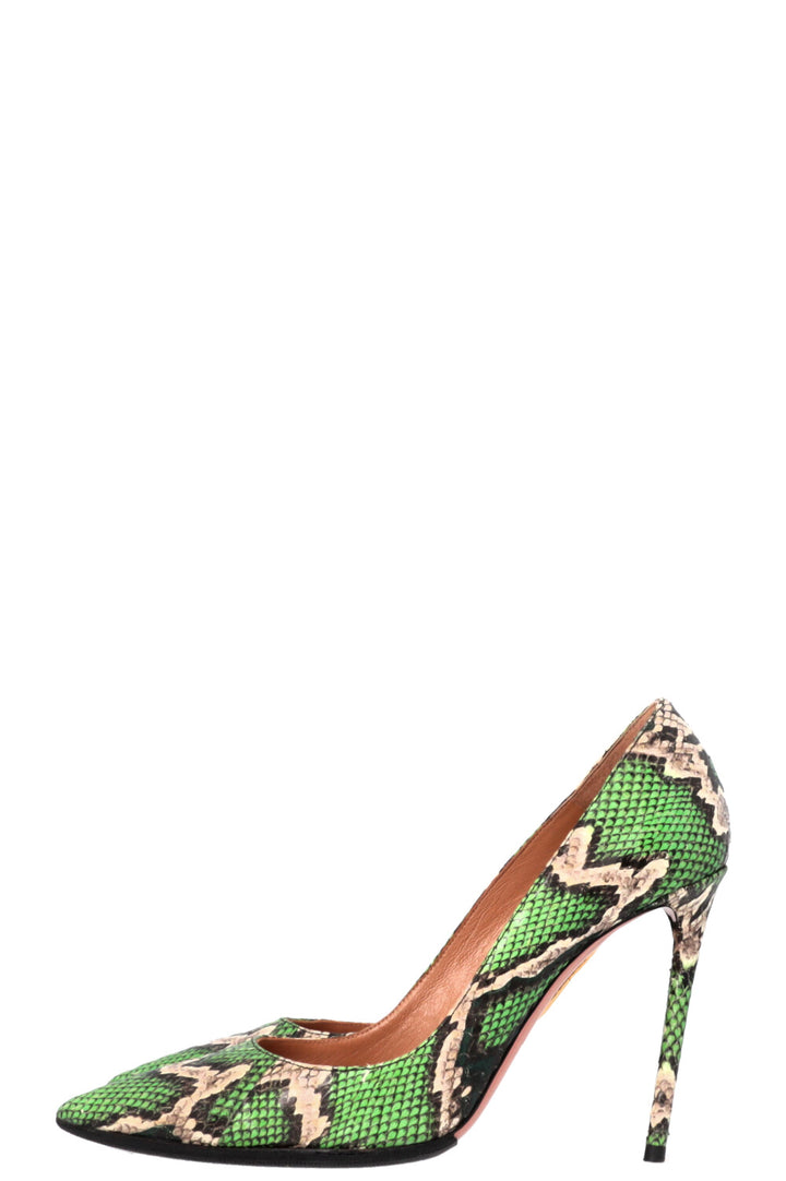 AQUAZZURA Purist 105 Heels Python Green