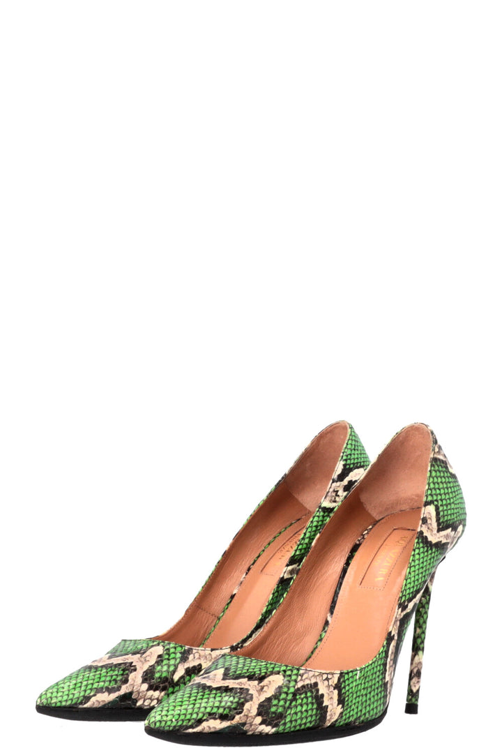 AQUAZZURA Purist 105 Heels Python Green