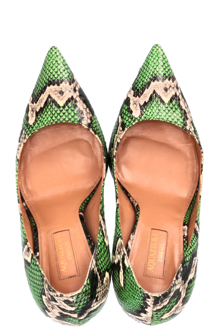 AQUAZZURA Purist 105 Heels Python Green