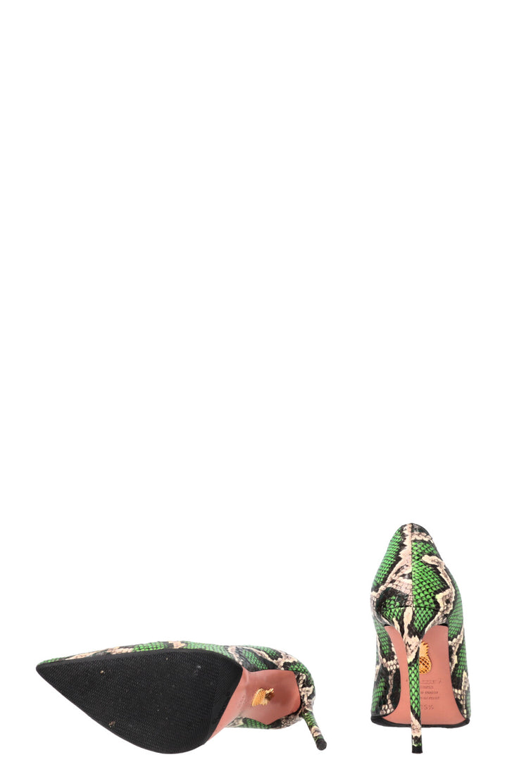 AQUAZZURA Purist 105 Heels Python Green