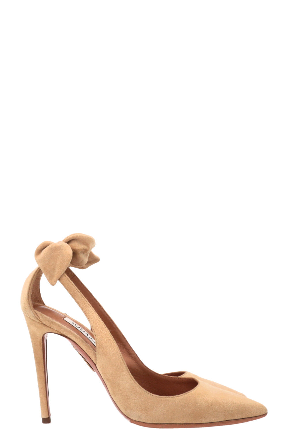 AQUAZZURA Bow Tie Heels 105 Suede Beige