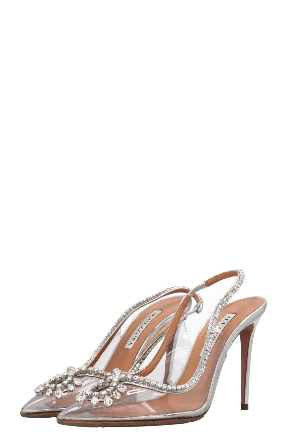 AQUAZZURA Seduction 105 Slingback Heels Crystals