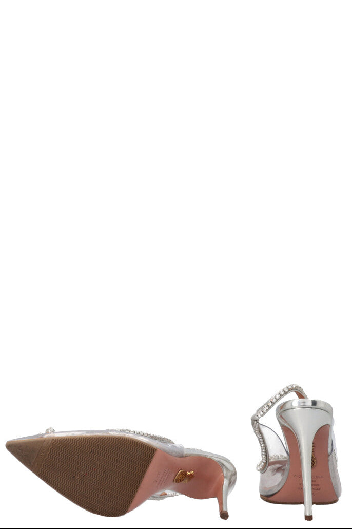 AQUAZZURA Seduction 105 Slingback Heels Crystals