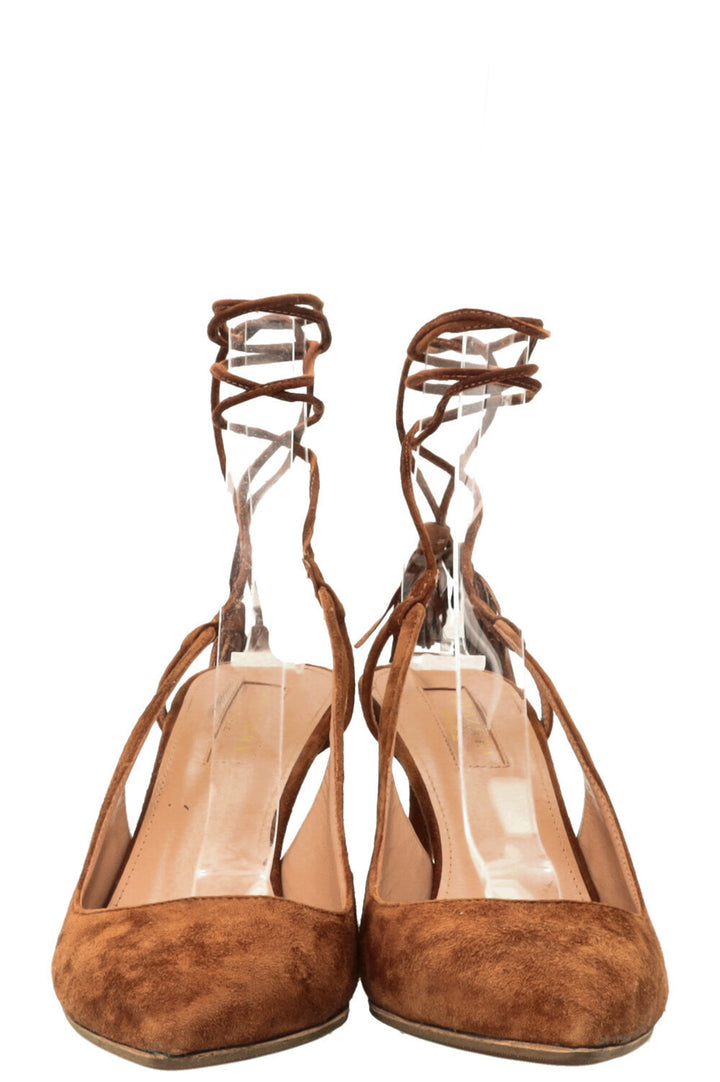 AQUAZZURA Alu Heels 80 Suede Brown