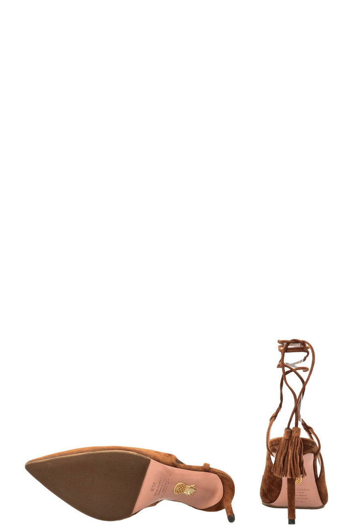 AQUAZZURA Alu Heels 80 Suede Brown
