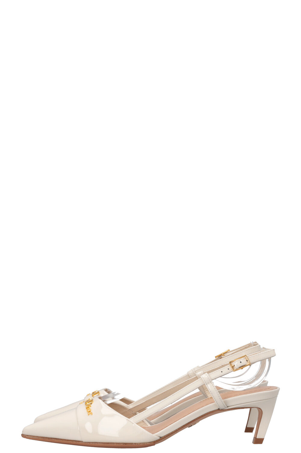 CHRISTIAN DIOR MyDior Slingback Kitten Heel Patent White