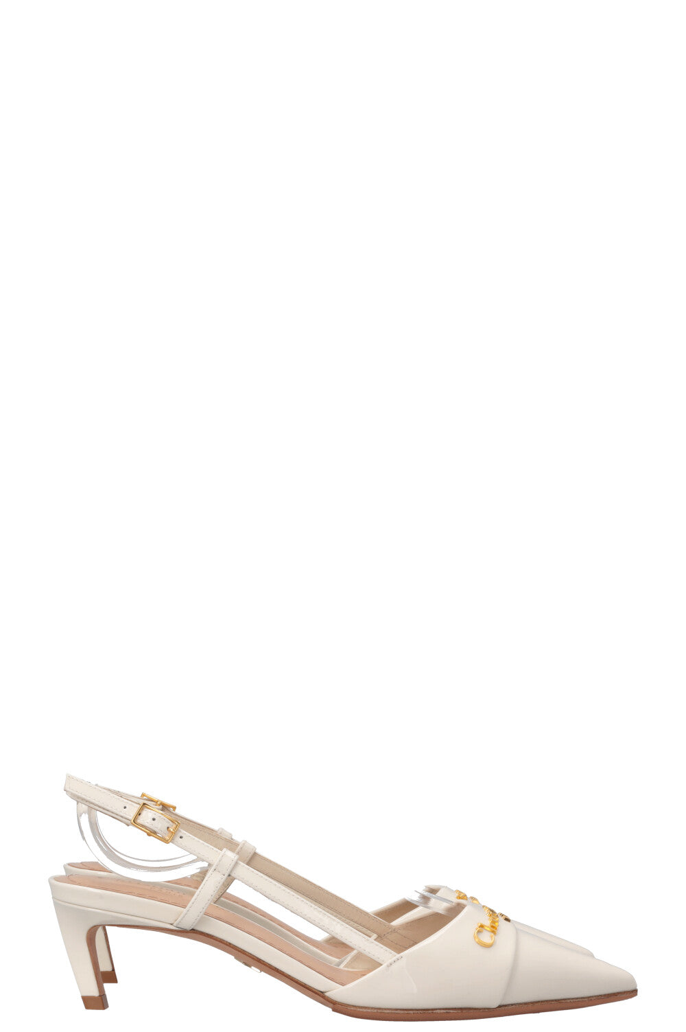 CHRISTIAN DIOR MyDior Slingback Kitten Heel Patent White