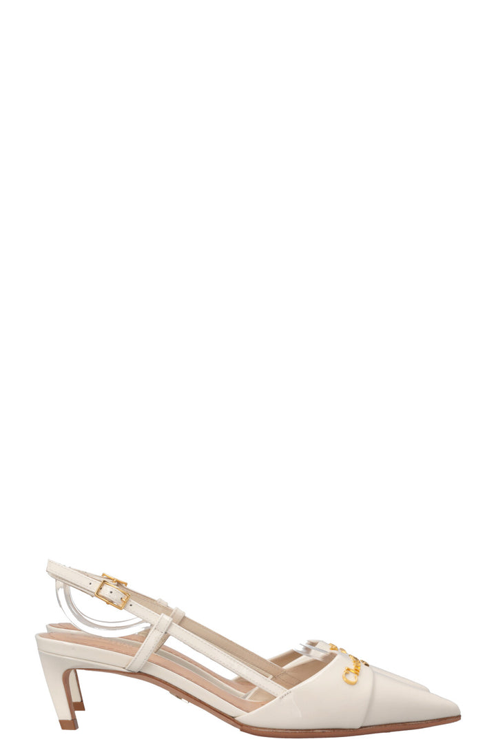 CHRISTIAN DIOR MyDior Slingback Kitten Heel Patent White