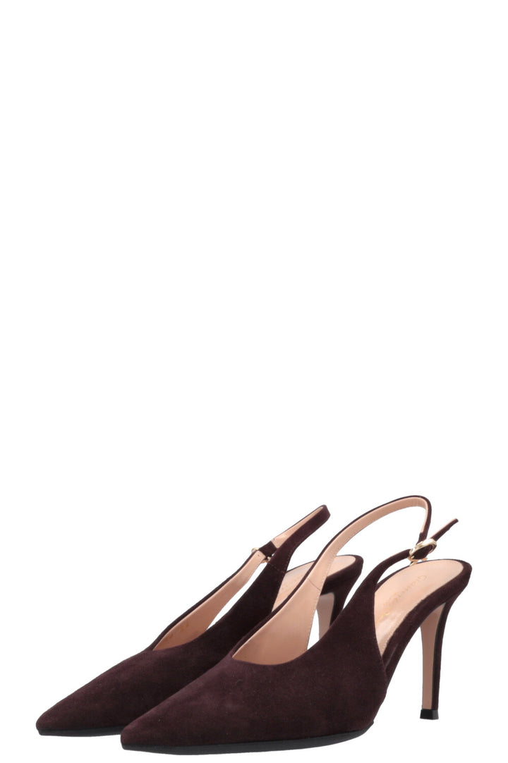 Escarpins à bride arrière GIANVITO ROSSI en daim marron