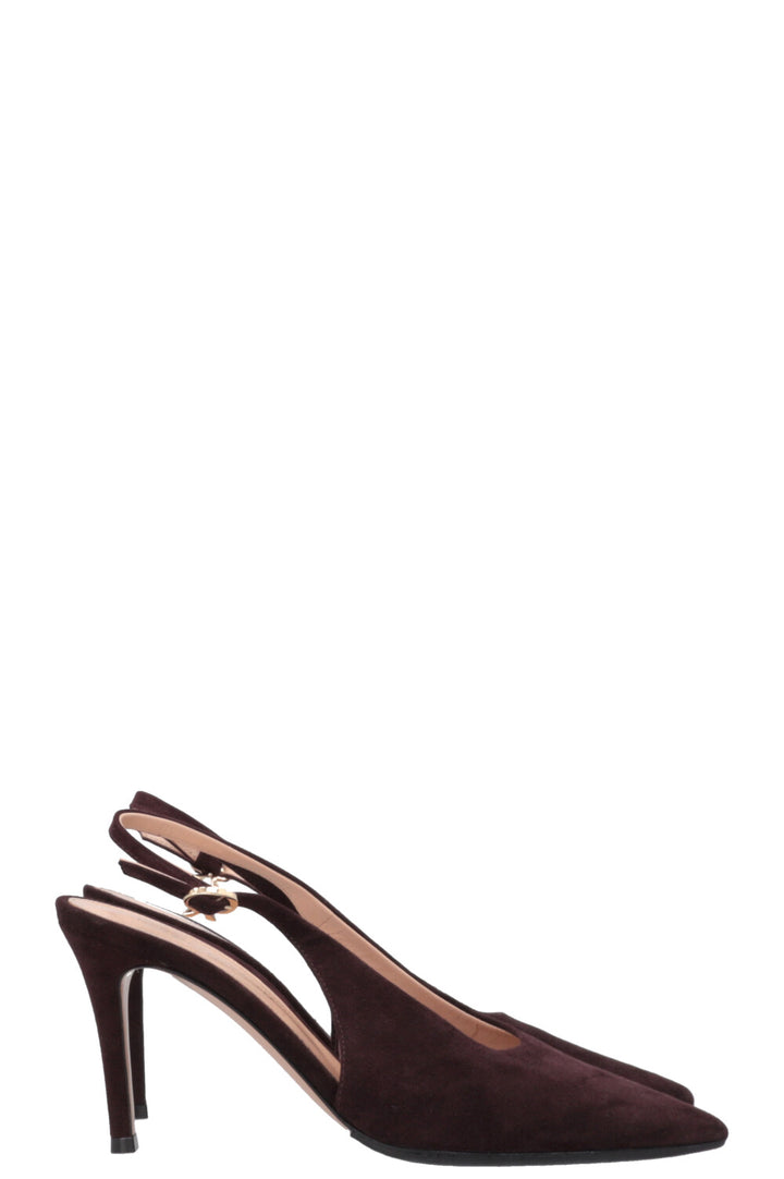 Escarpins à bride arrière GIANVITO ROSSI en daim marron