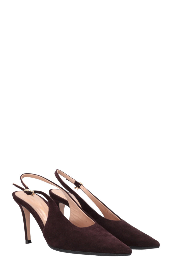 Escarpins à bride arrière GIANVITO ROSSI en daim marron