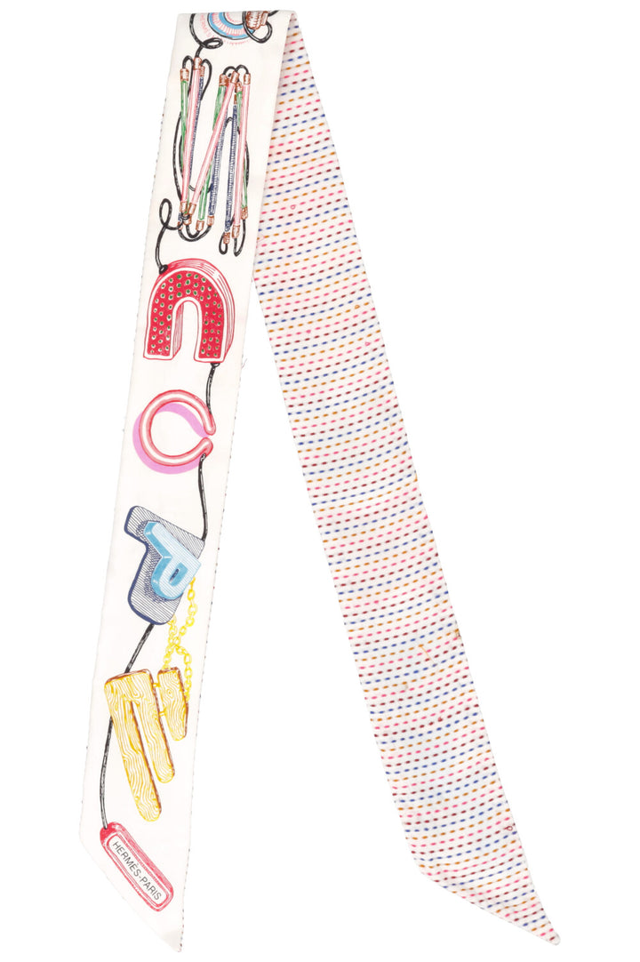 HERMÈS Chevaloscope Neon Twilly Soie Blanche