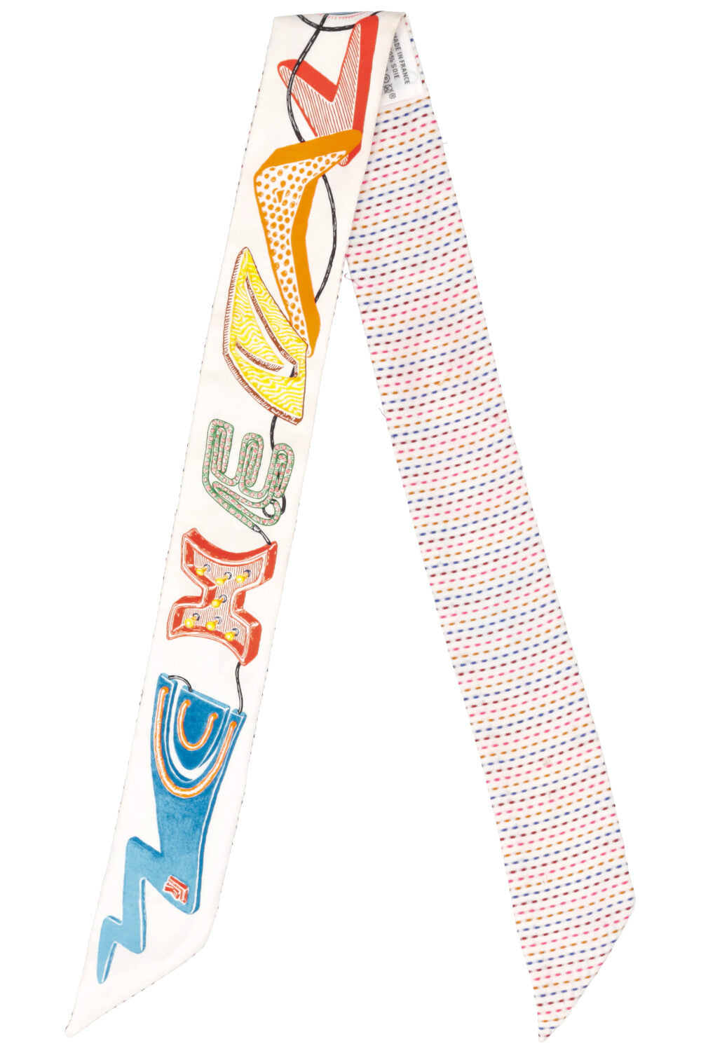 HERMÈS Chevaloscope Neon Twilly Soie Blanche