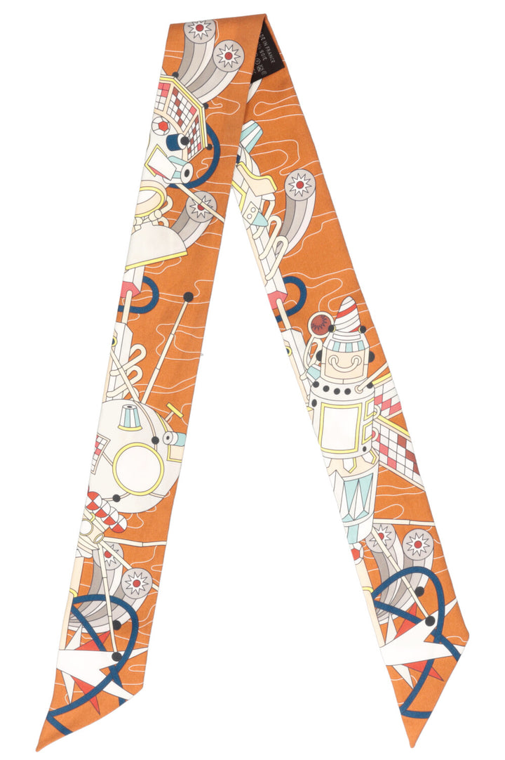 Twilly en soie marron Odyssey d'Hermès