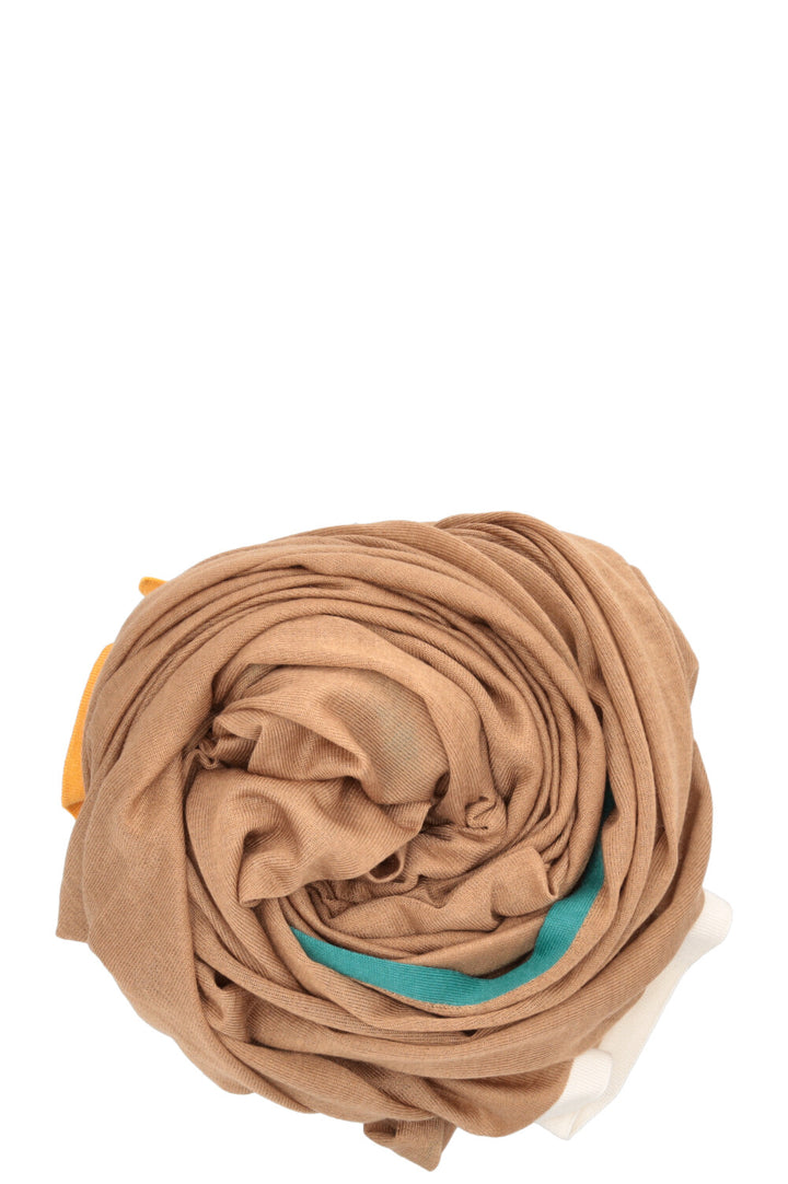 HERMÈS Large Scarf Cashmere Silk Brown