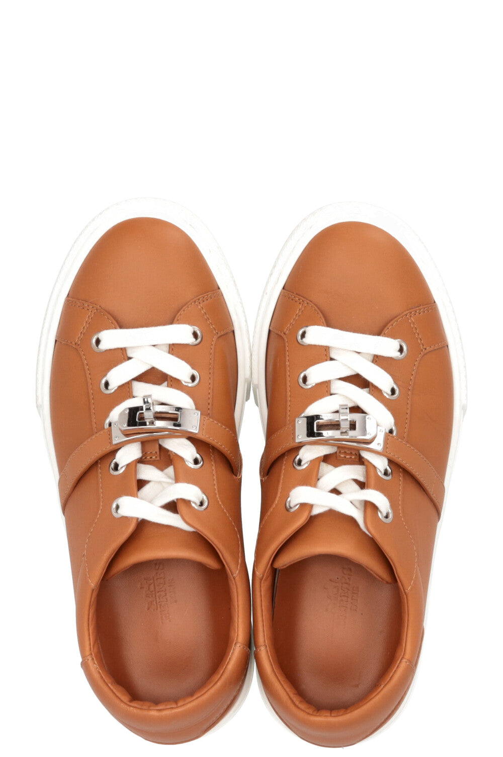 Baskets Hermès Day en cuir marron