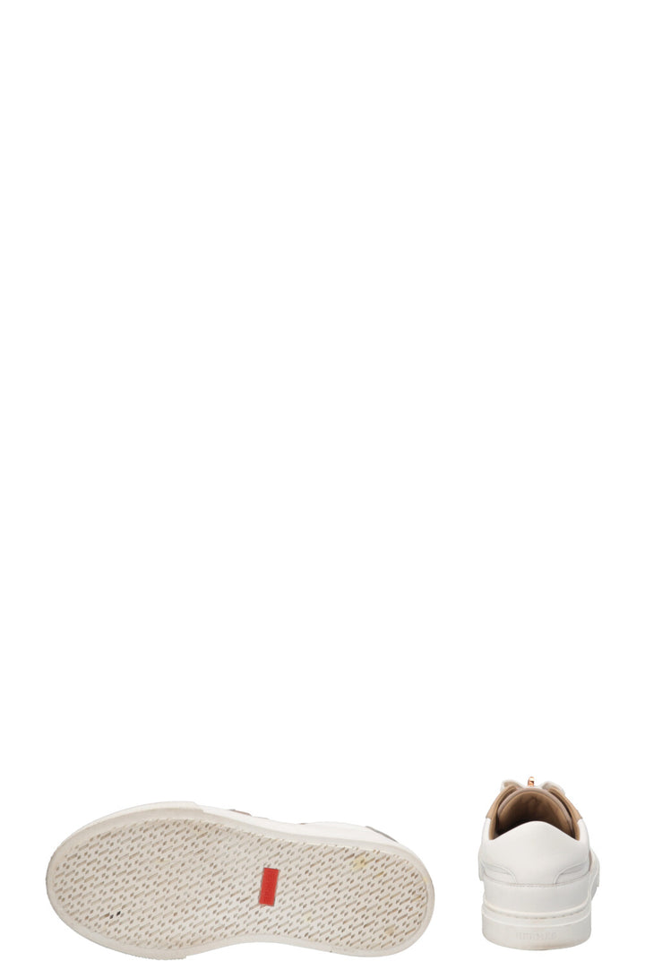 Baskets Hermès Day en cuir beige et blanc