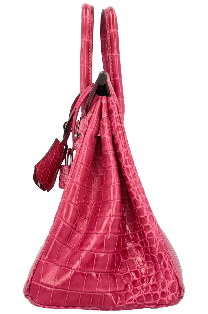 HERMÈS Birkin 25 Crocodile Porosus Lisse Rose Mexique