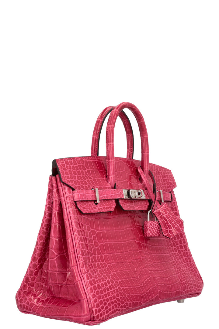 HERMÈS Birkin 25 Crocodile Porosus Lisse Rose Mexique