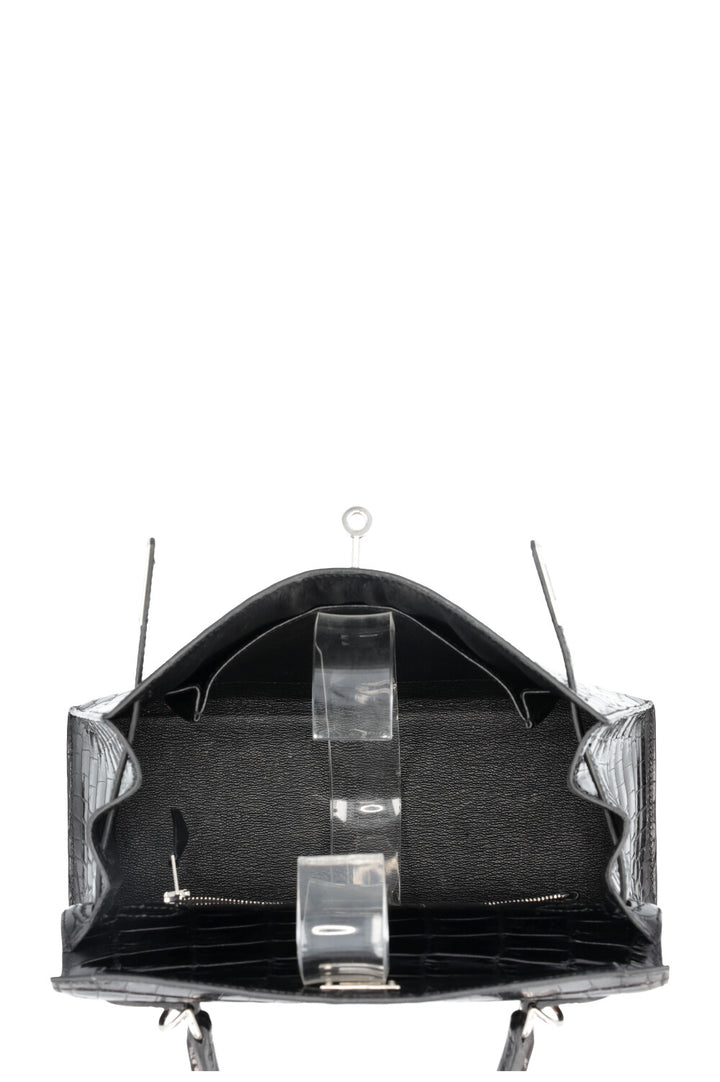 HERMÈS Kelly 25 Sellier Crocodile Niloticus Lisse Noir