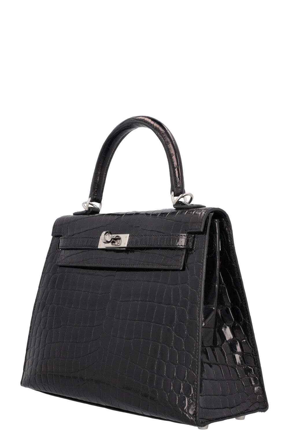 HERMÈS Kelly 25 Sellier Crocodile Niloticus Lisse Noir