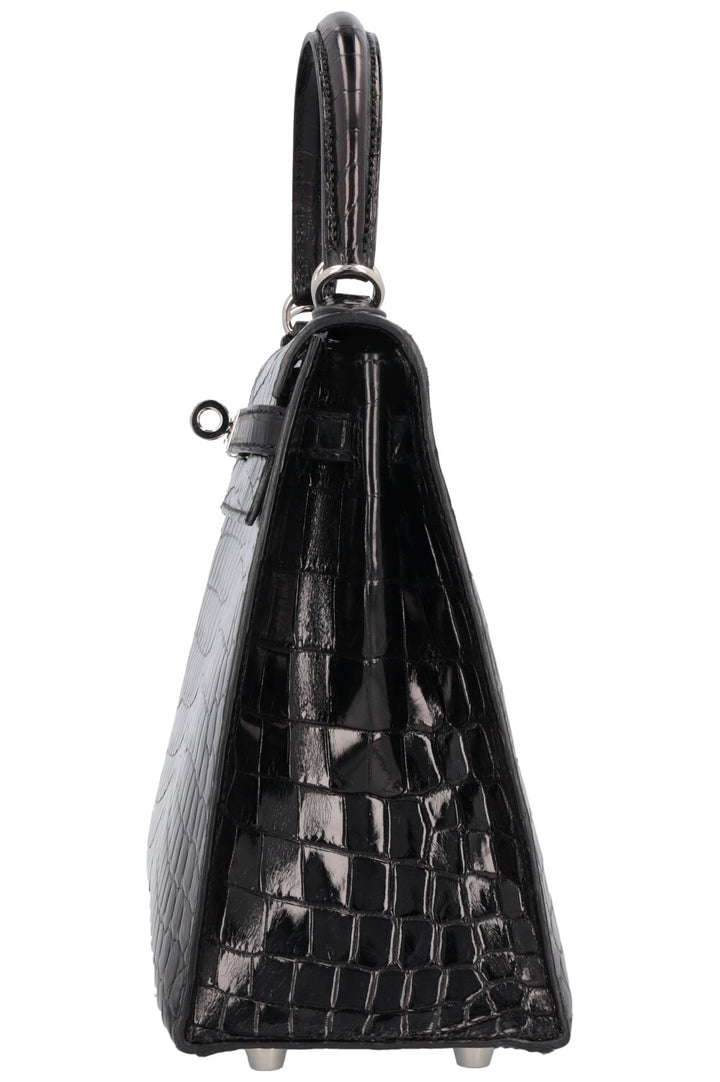 HERMÈS Kelly 25 Sellier Crocodile Niloticus Lisse Noir
