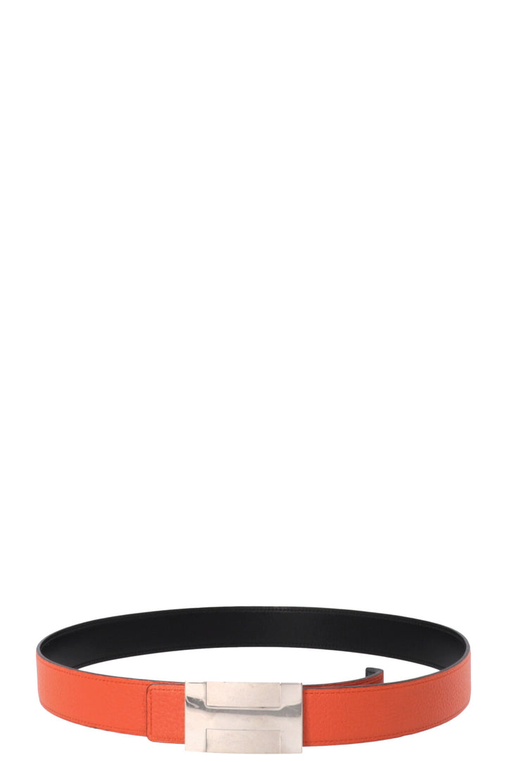 Ceinture HERMÈS H Argent Orange Noir