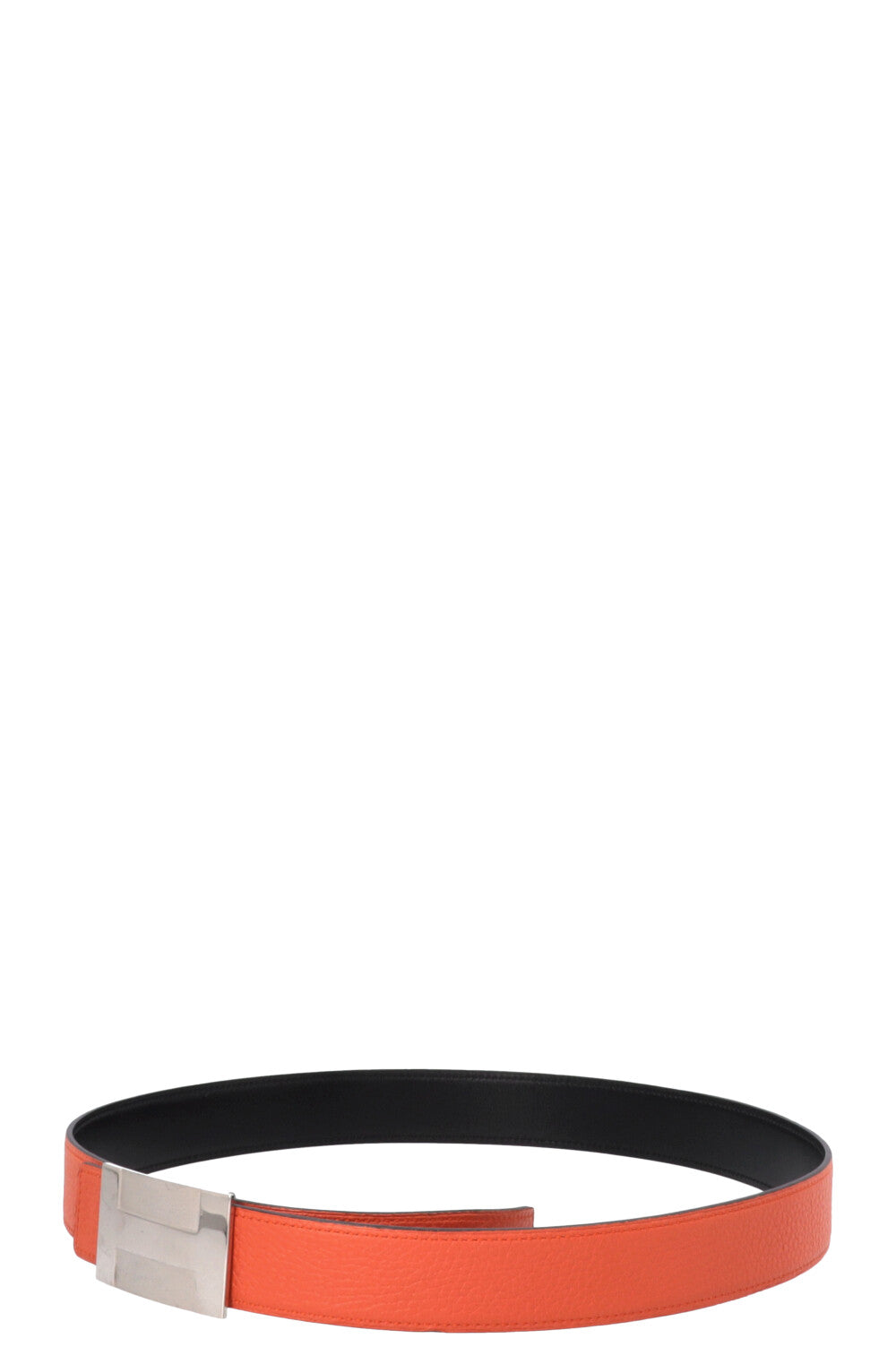 Ceinture HERMÈS H Argent Orange Noir