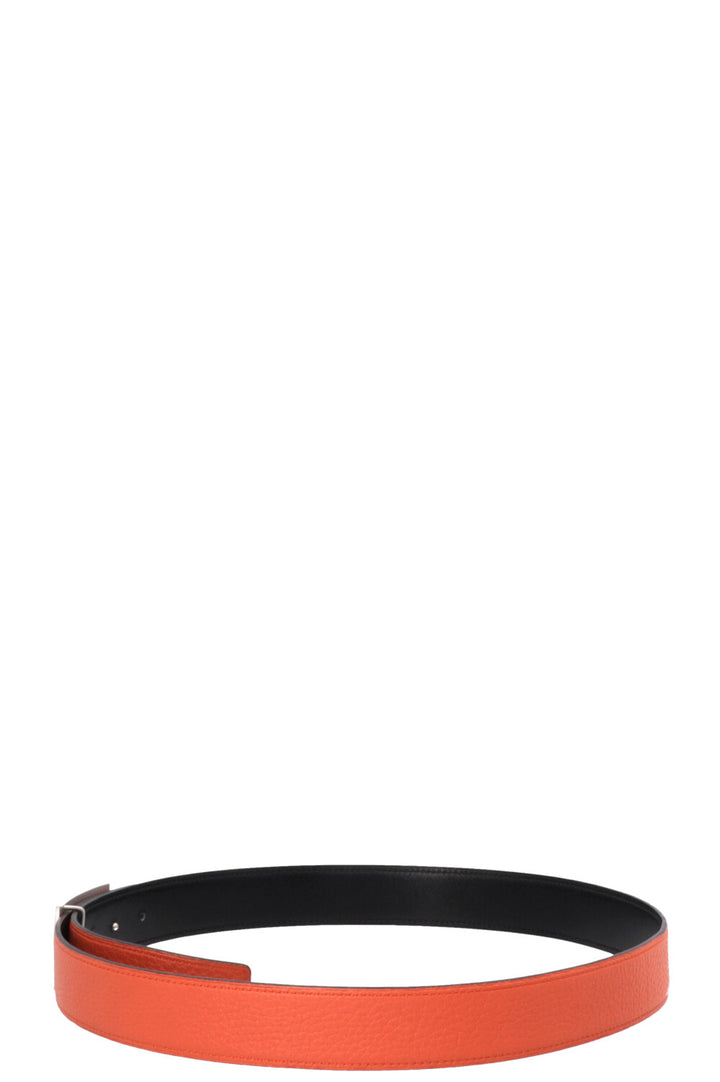 Ceinture HERMÈS H Argent Orange Noir
