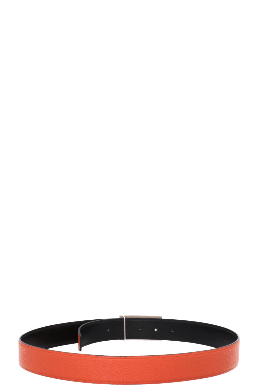 Ceinture HERMÈS H Argent Orange Noir