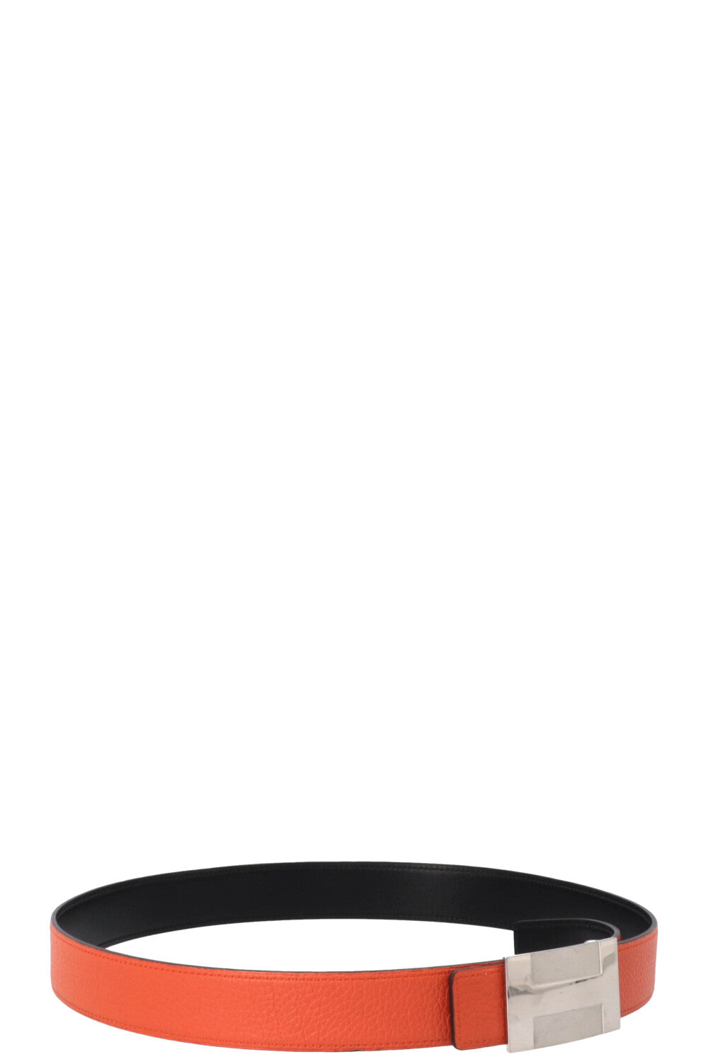 Ceinture HERMÈS H Argent Orange Noir