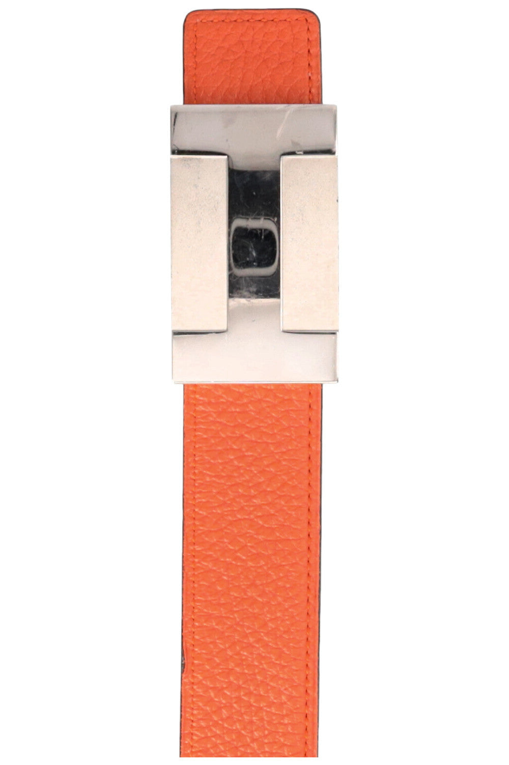 Ceinture HERMÈS H Argent Orange Noir