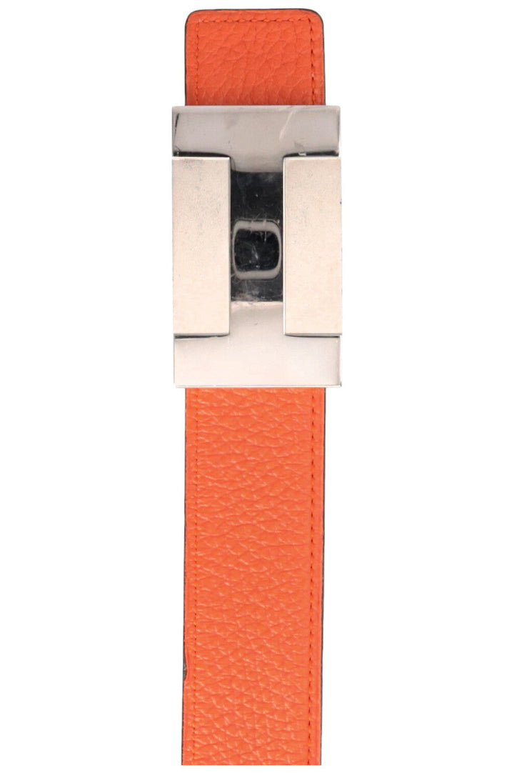 Ceinture HERMÈS H Argent Orange Noir