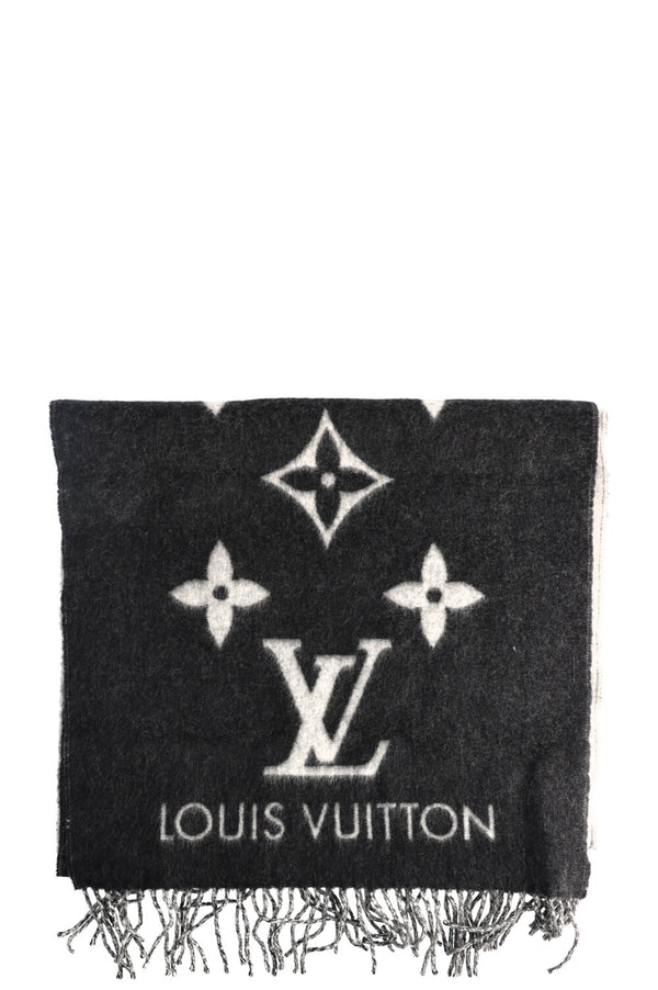 LOUIS VUITTON Scarf Cashmere Black Grey