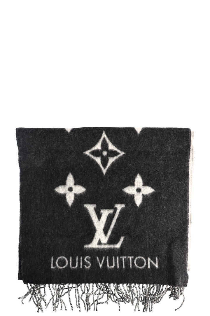 LOUIS VUITTON Scarf Cashmere Black Grey