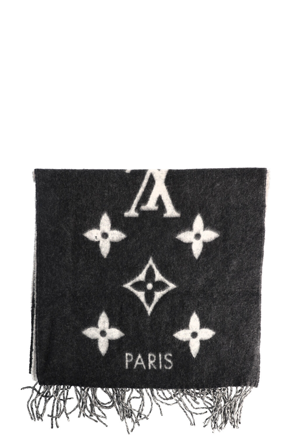 LOUIS VUITTON Scarf Cashmere Black Grey