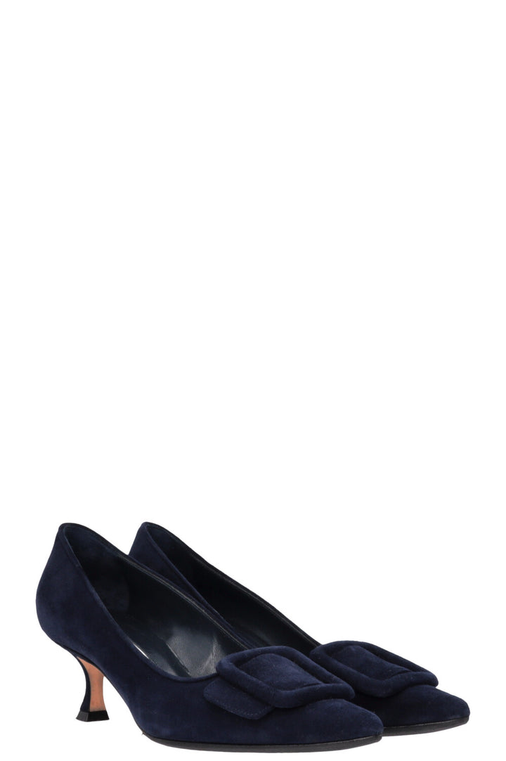 MANOLO BLAHNIK Maysale 50 Heels Navy