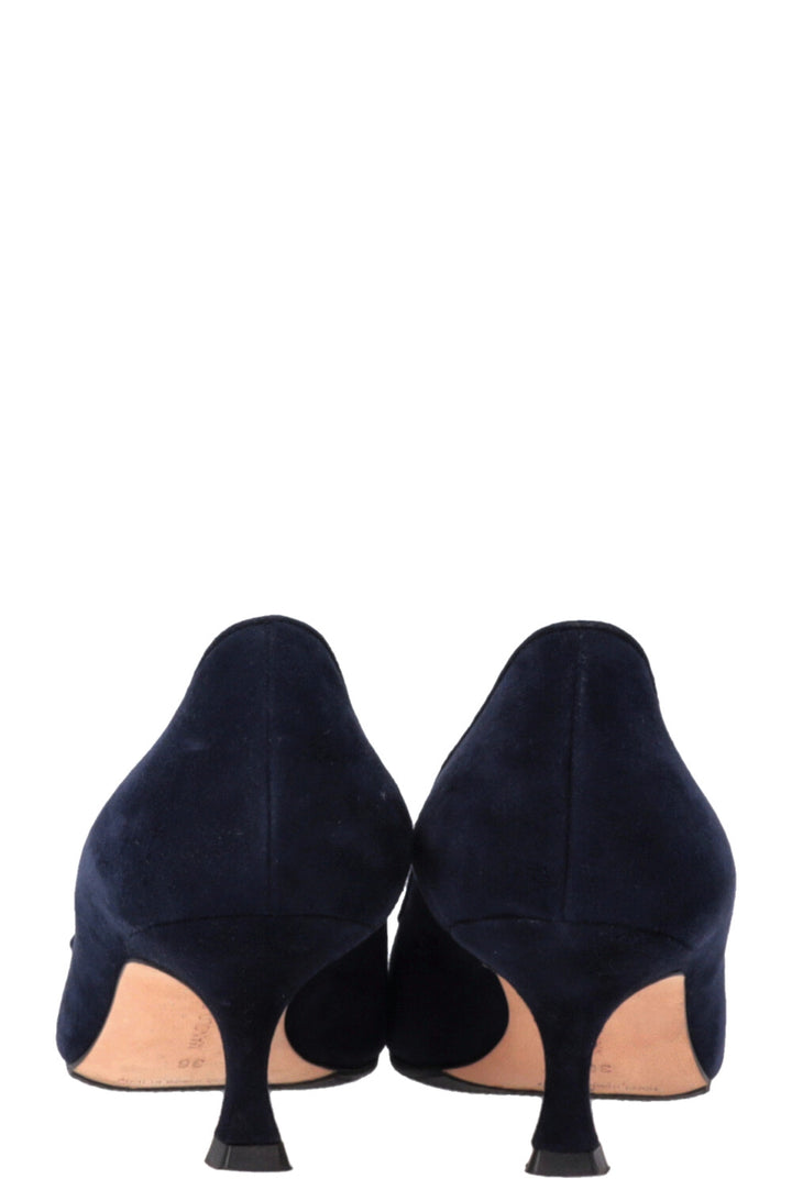 MANOLO BLAHNIK Maysale 50 Heels Navy