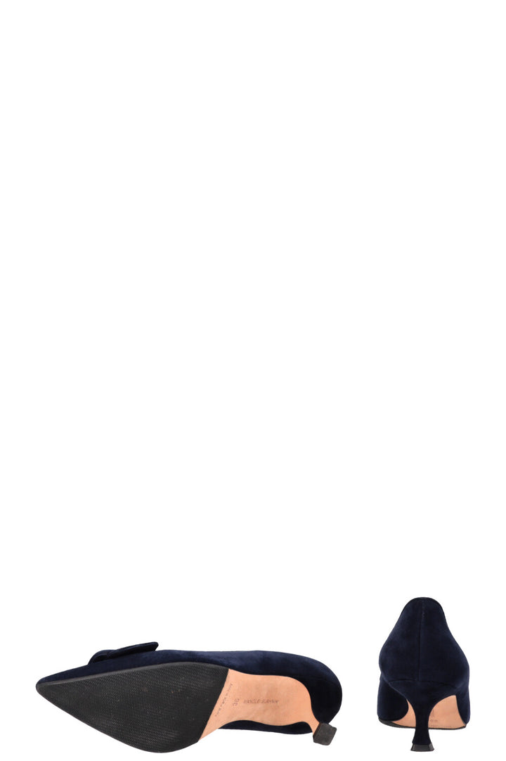 MANOLO BLAHNIK Maysale 50 Heels Navy