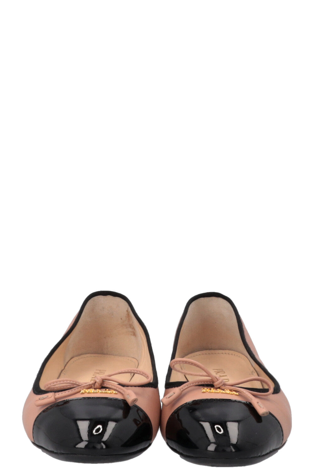 PRADA Ballerina Flats Leather Nude Black