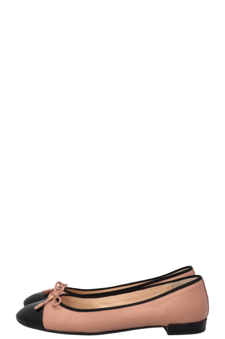PRADA Ballerina Flats Leather Nude Black