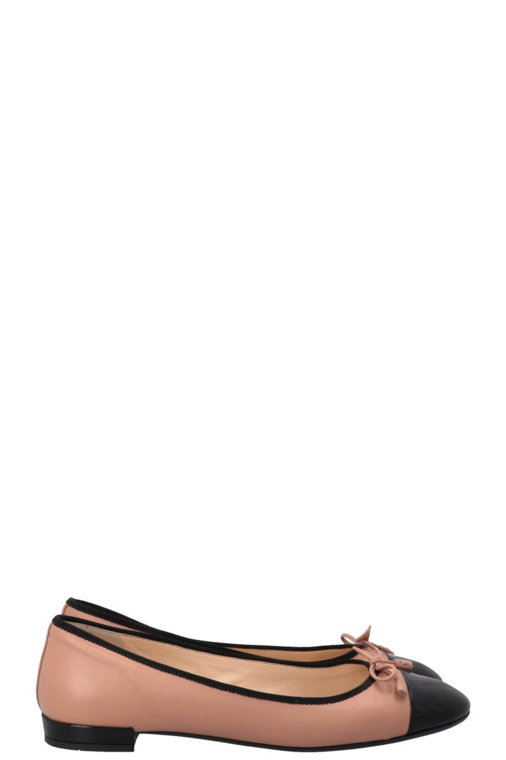 PRADA Ballerina Flats Leather Nude Black