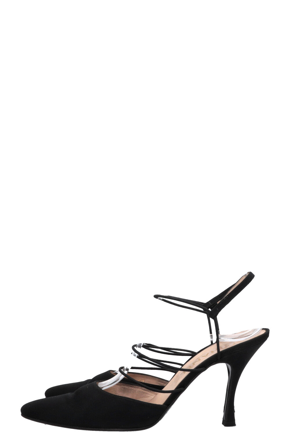 CHANEL Strap Heels Satin Black