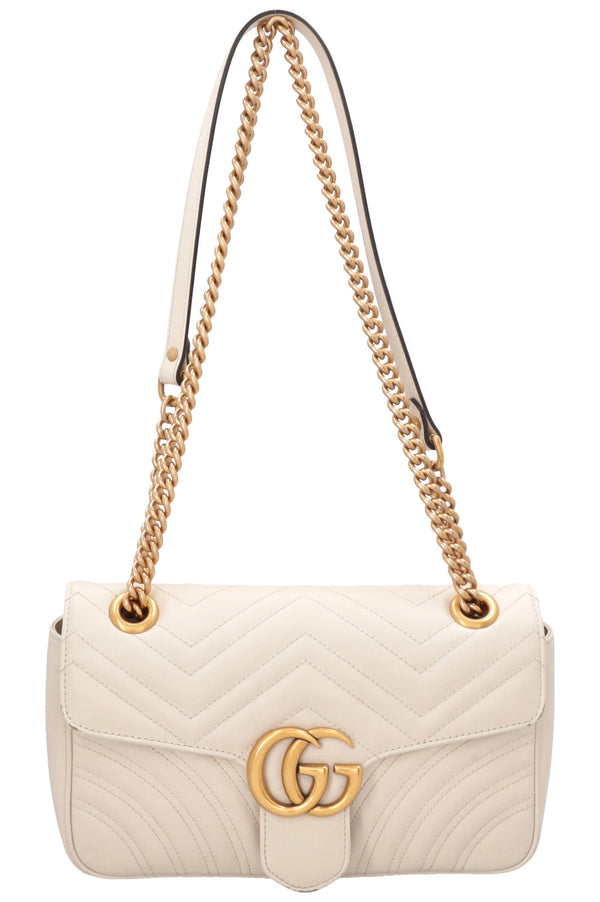 Sac bandoulière matelassé GUCCI Marmont petit modèle, couleur ivoire