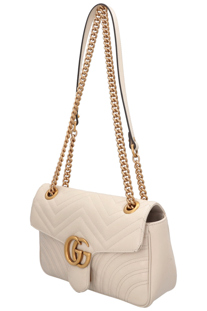 GUCCI Small Marmont Quilted Crossbody Bag Ivory