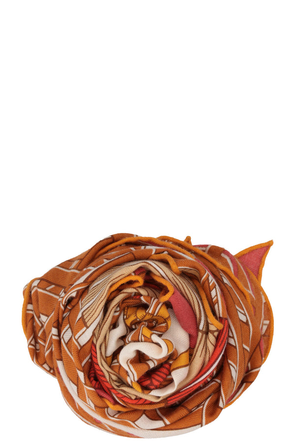 HERMÈS Masan&amp;Masan Triangle Scarf Cashmere Orange
