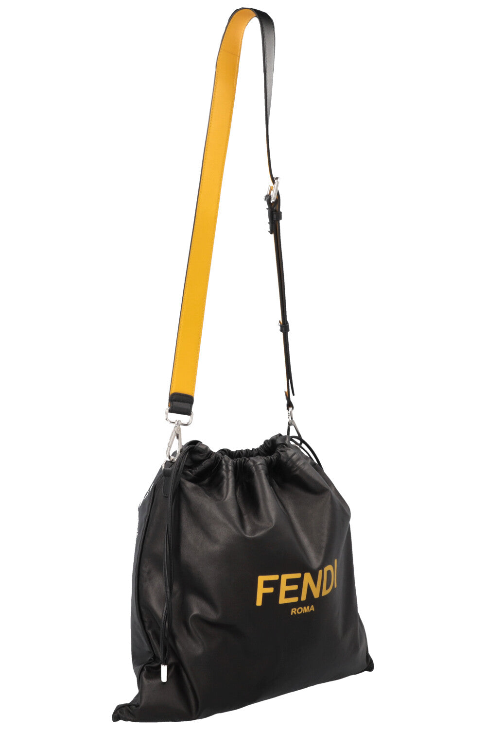 FENDI Logo Drawstring Tote Bag Black