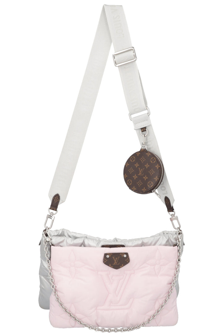 LOUIS VUITTON Maxi Multi Pochette Bag Nylon Rose Silver